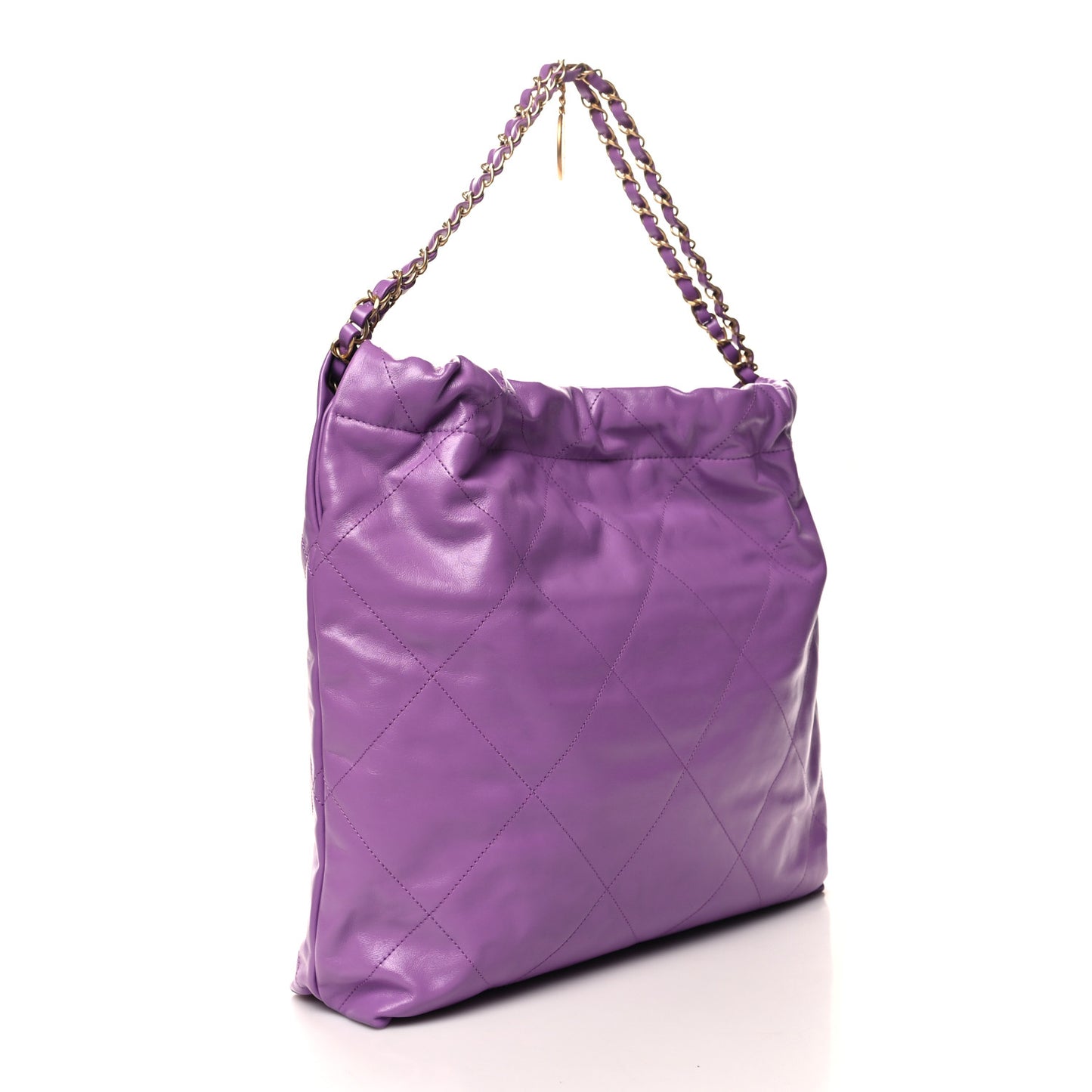 Shiny Calfskin Quilted Chanel 22 Purple