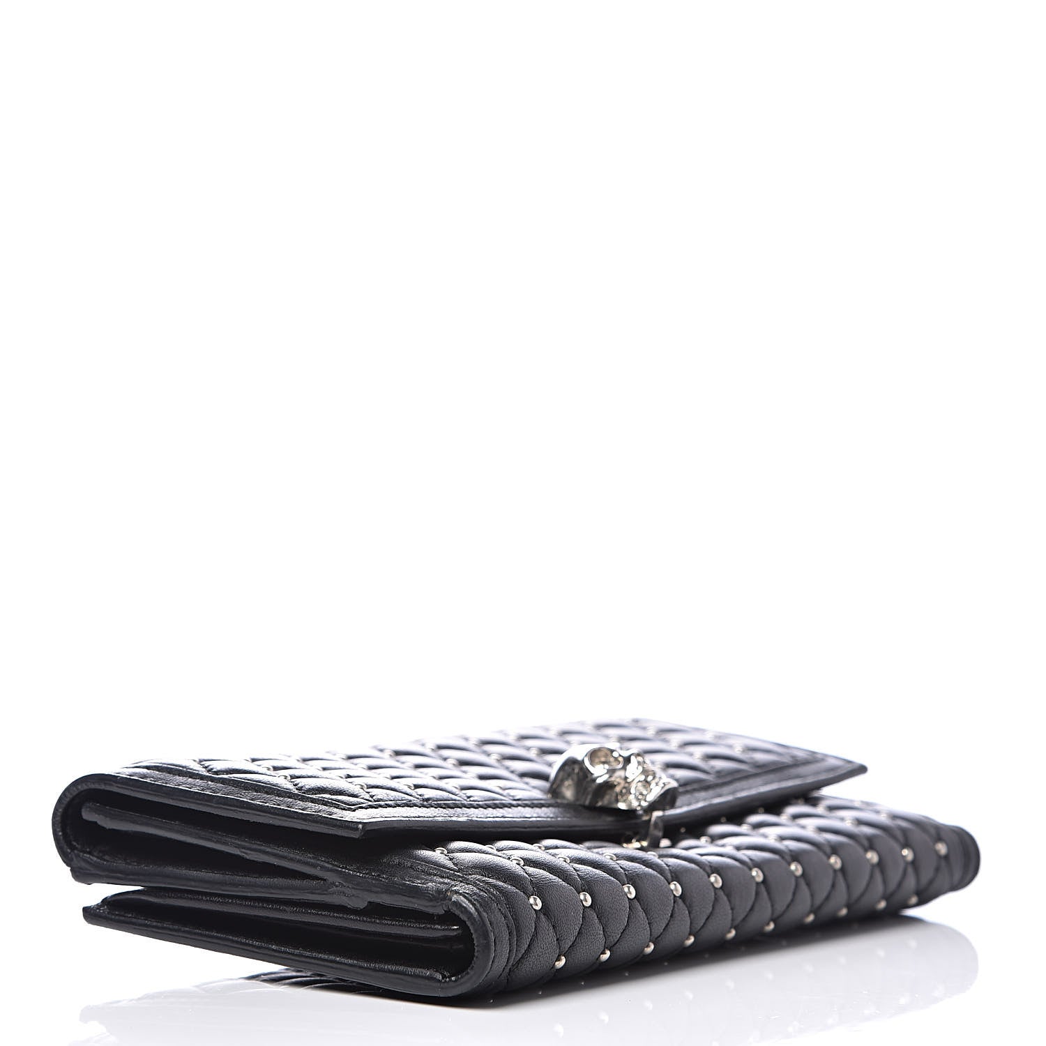 Alexander McQueen Calfskin Quilted Studded Skull Continental Wallet Black 4 of 11