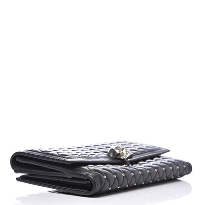 Alexander McQueen Calfskin Quilted Studded Skull Continental Wallet Black 4 of 11