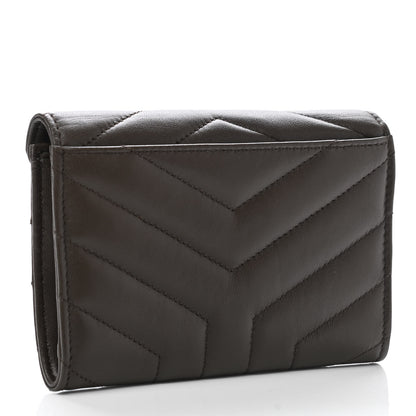 Saint Laurent Lambskin Y Quilted Monogram Small Loulou Envelope Wallet Faggio 3 of 8