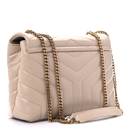 Saint Laurent Calfskin Y Quilted Monogram Small Loulou Chain Satchel Dark Beige 3 of 9