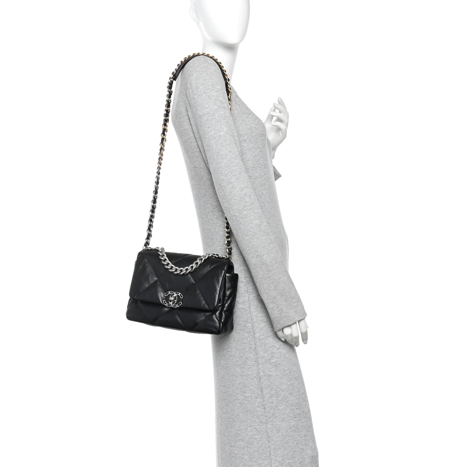 Chanel Lambskin Quilted Medium Chanel 19 Flap Black 2 of 10
