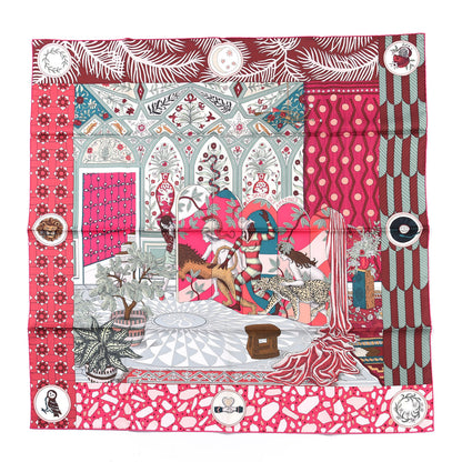 Hermes Silk La Danse Des Amazones Scarf 90 Fuchsia Vert White 1 of 4