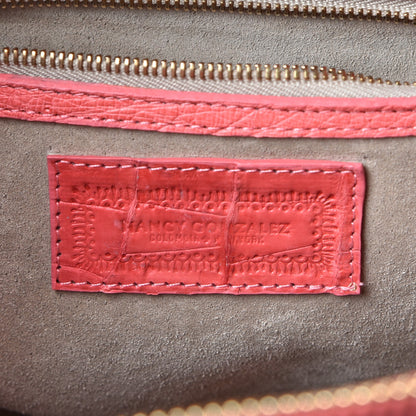 Nancy Gonzalez Ostrich Crocodile Cherry Tote Pink 7 of 9