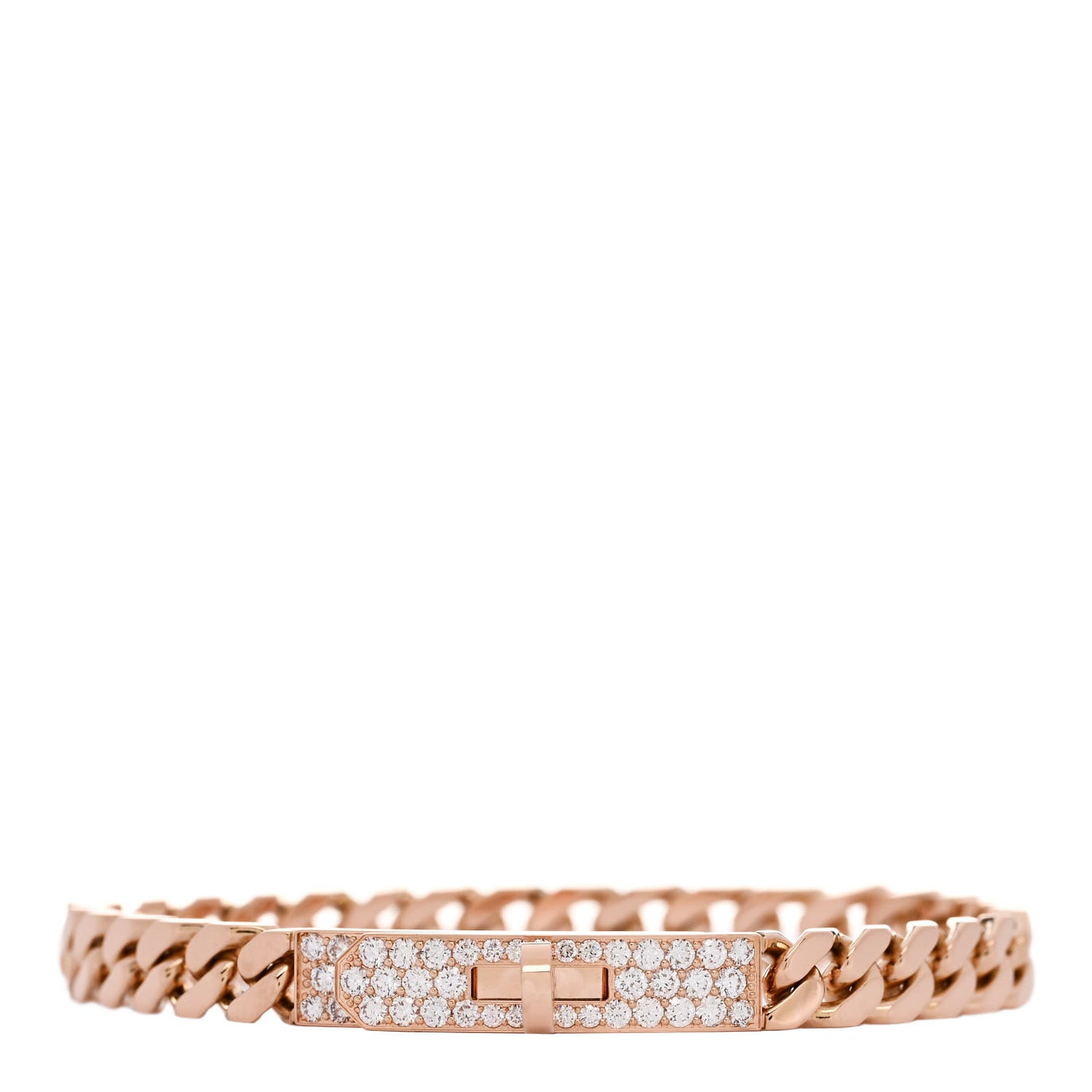 18K Rose Gold Diamond PM Kelly Gourmette Bracelet LG