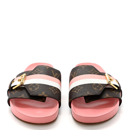 Louis Vuitton Patent Monogram Bom Dia Flat Mule 37.5 Rose White 2 of 9