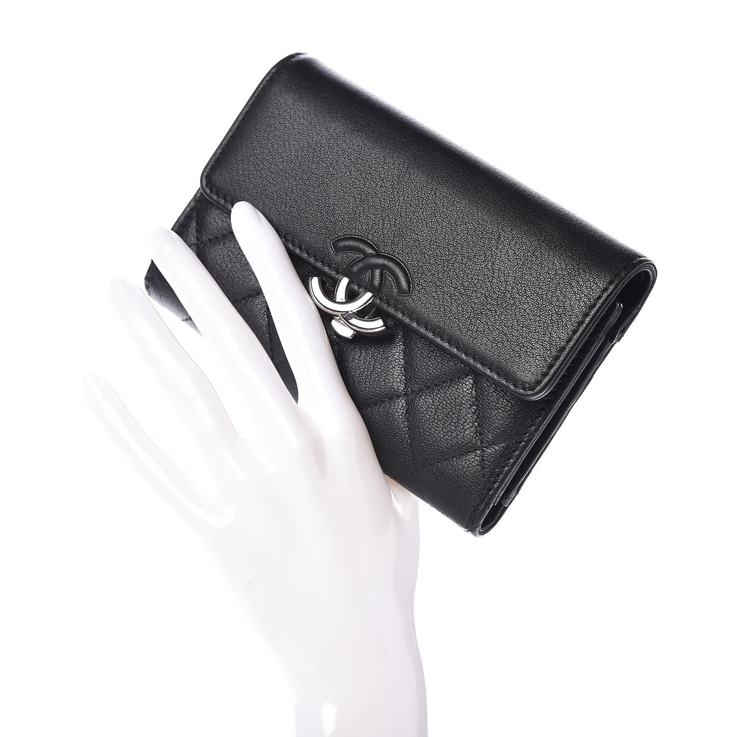 Chanel Lambskin Quilted CC Box Flap Wallet Black 2 of 8