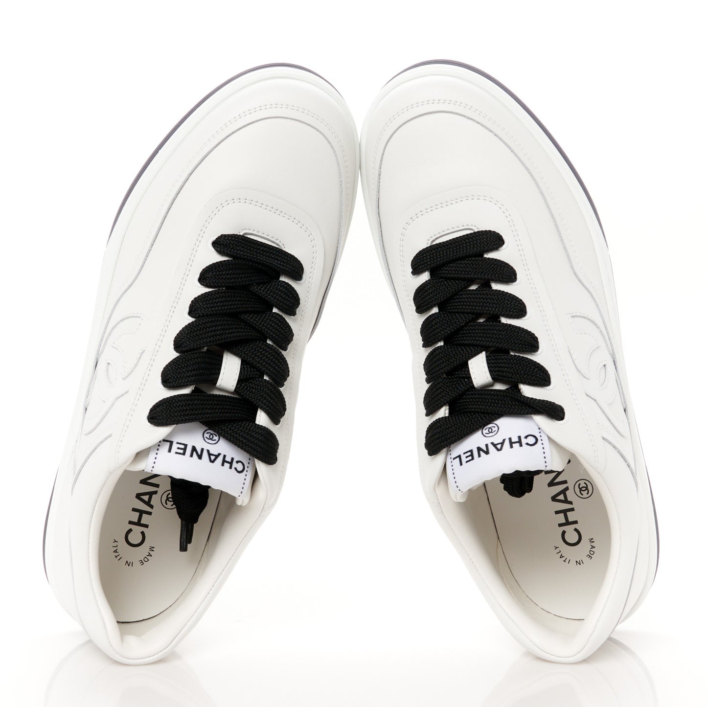 Calfskin CC Womens Sneakers 40 White Black
