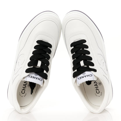 Chanel Calfskin CC Womens Sneakers 40 White Black 2 of 11