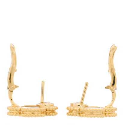 Van Cleef & Arpels 18K Yellow Gold Mother of Pearl Vintage Alhambra Earrings 3 of 4