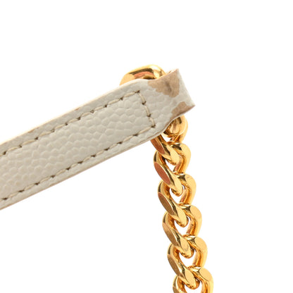 Saint Laurent Grain De Poudre Matelasse Chevron Monogram Envelope Chain Wallet Crema Soft 10 of 14