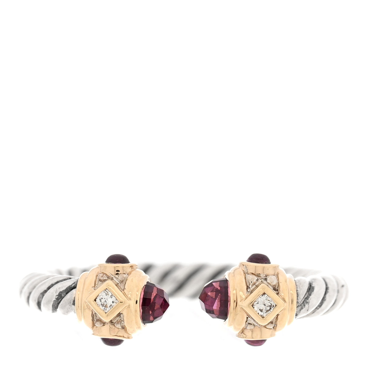 Sterling Silver 14K Yellow Gold Diamond Garnet Renaissance Ring 47 4