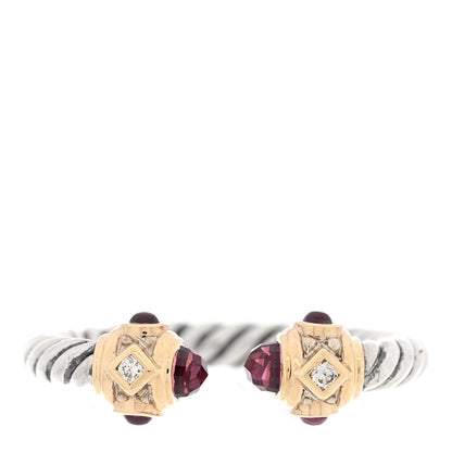 David Yurman Sterling Silver 14K Yellow Gold Diamond Garnet Renaissance Ring 47 4 1 of 5