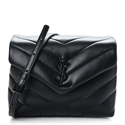 Saint Laurent Calfskin Y Quilted Monogram Monochrome Toy Loulou Crossbody Bag Black 1 of 10