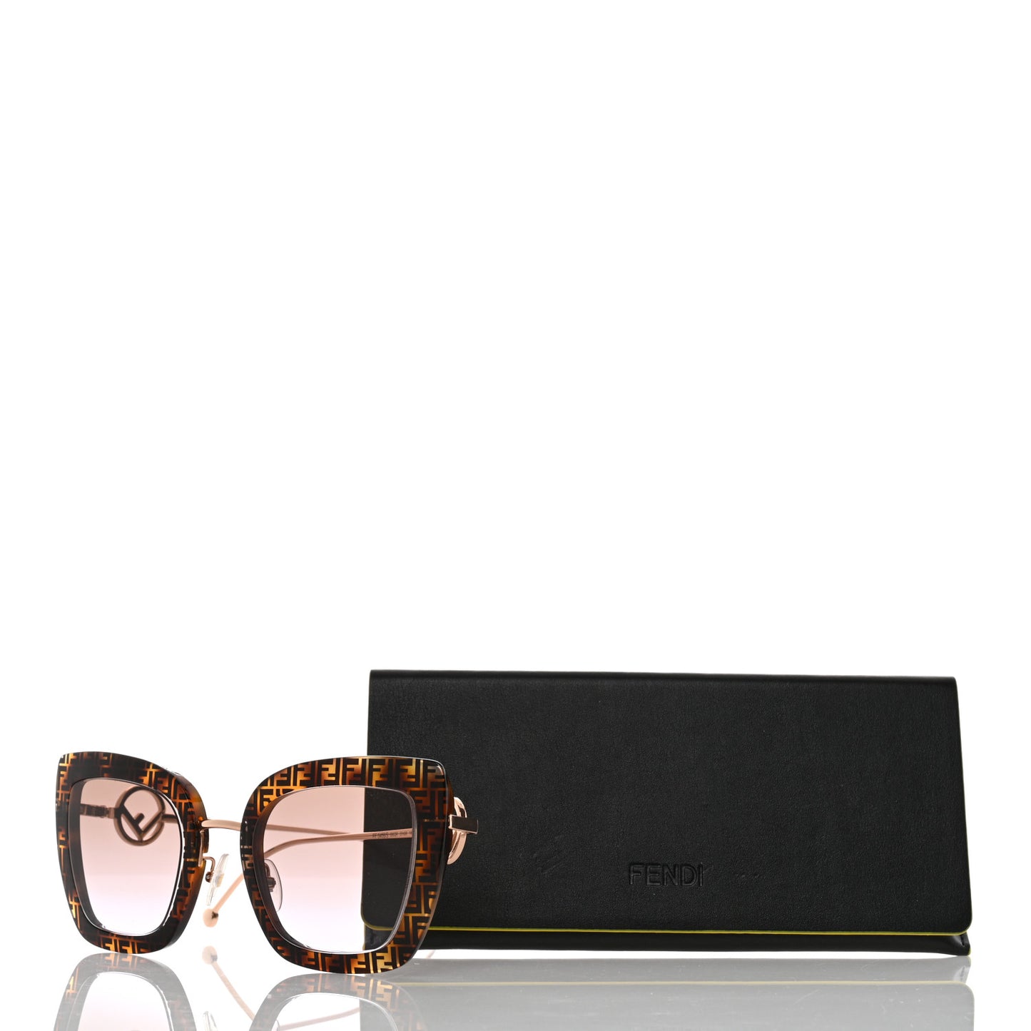 Acetate Metal F is Fendi FF Square Cat Eye Sunglasses FF 0424/F/S Havana