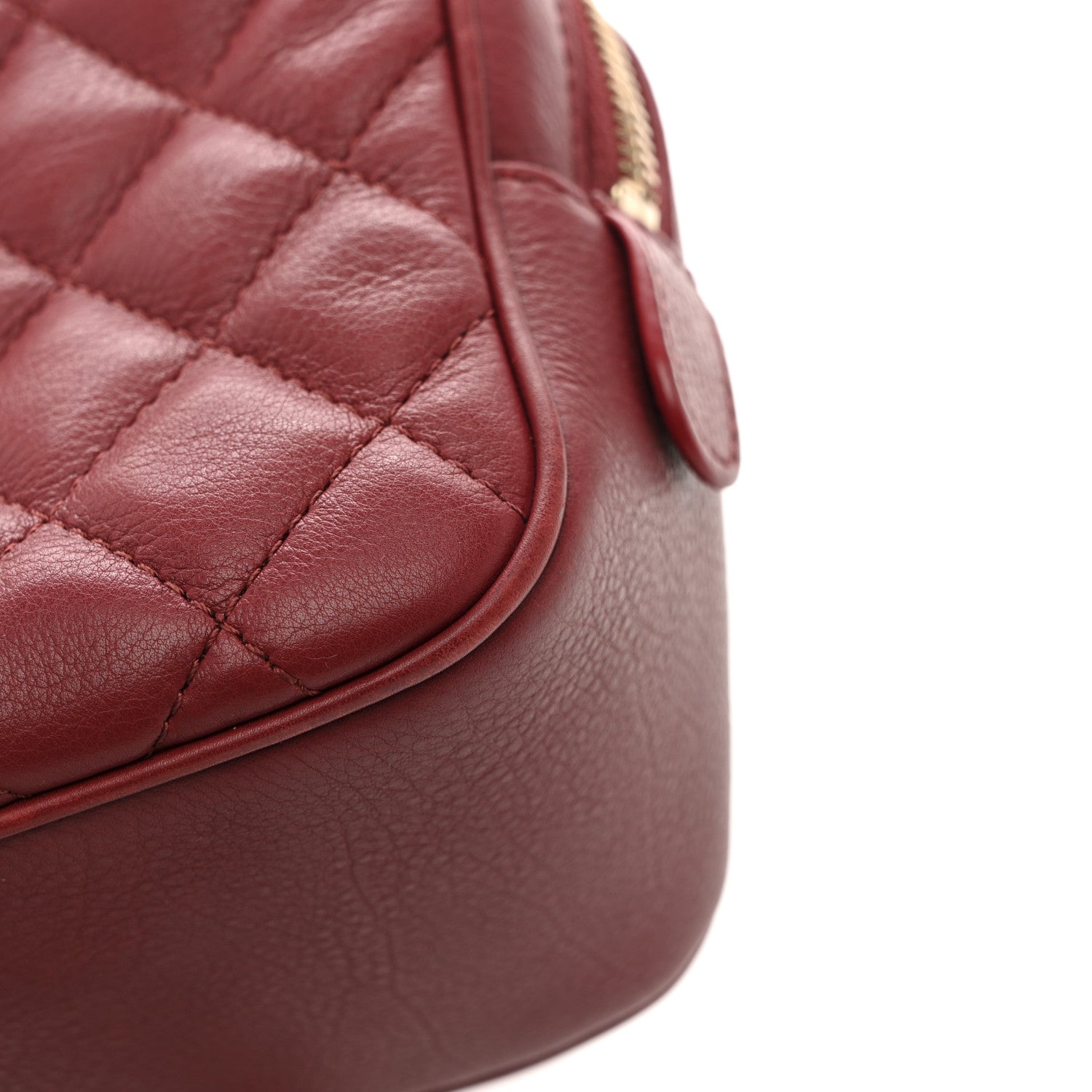 Chanel Calfskin Quilted CC Small Vanity Case Dark Red 13 of 14