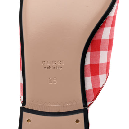 Gucci Cotton Gingham Womens Princetown Slippers 35 White Red 8 of 10