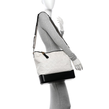 Chanel Aged Calfskin Quilted Maxi Gabrielle Hobo White Black 2 of 14