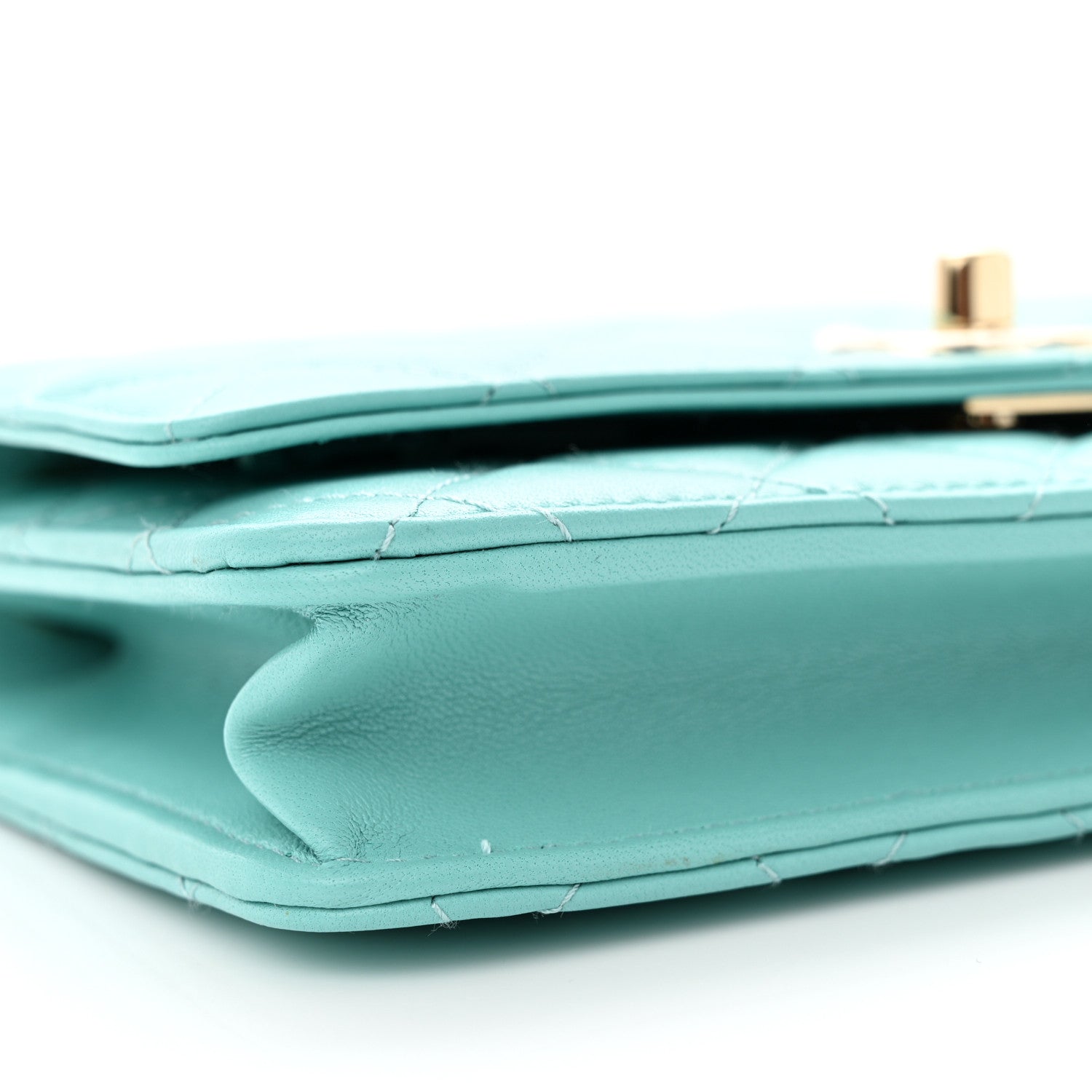 Chanel Lambskin Quilted Trendy CC Wallet On Chain WOC Turquoise 10 of 12