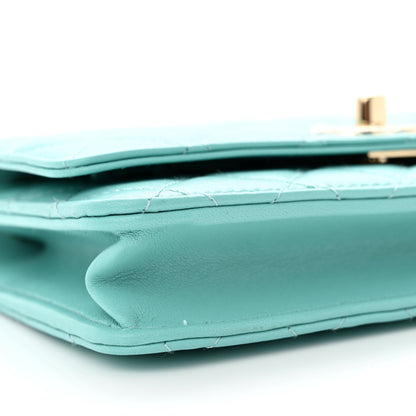 Chanel Lambskin Quilted Trendy CC Wallet On Chain WOC Turquoise 10 of 12