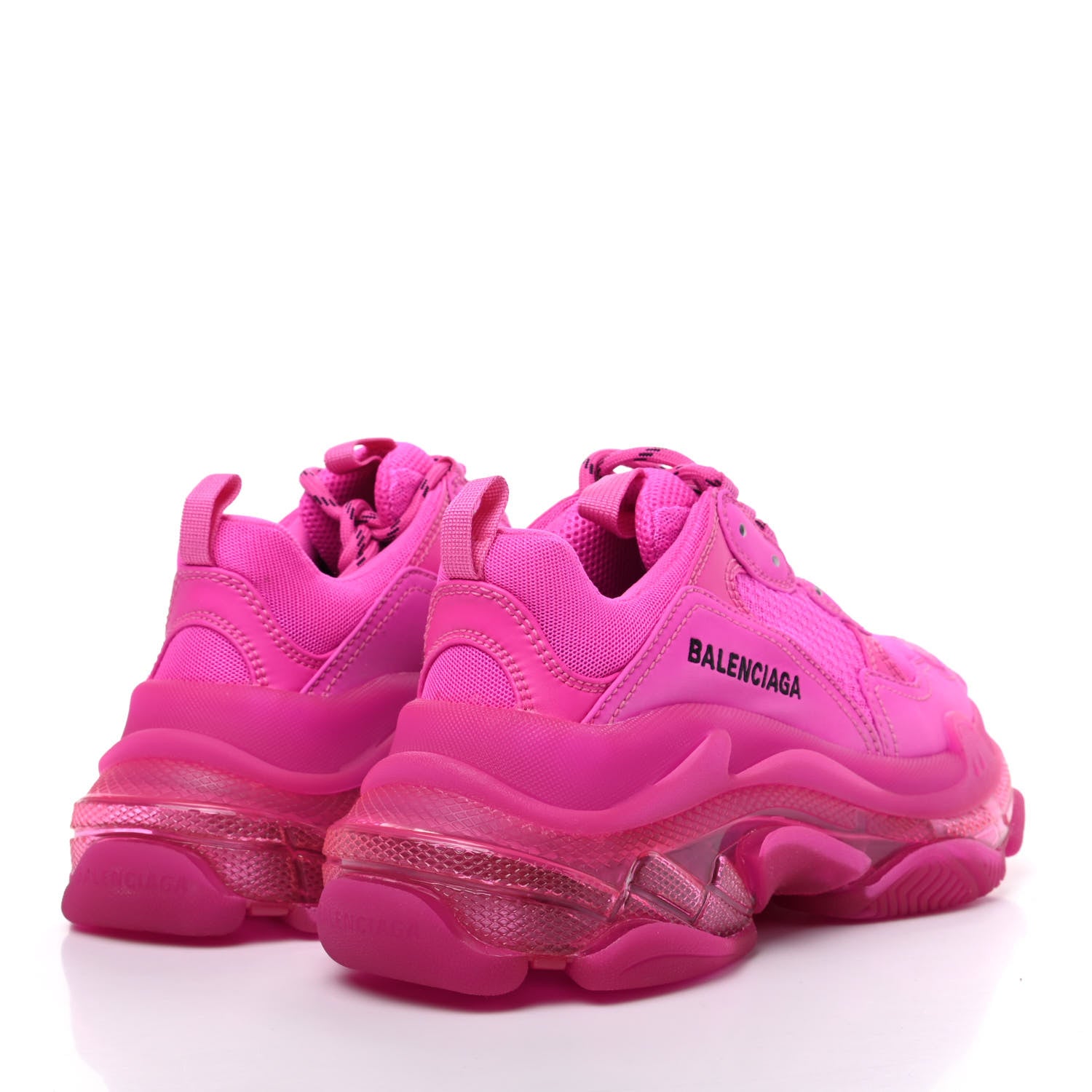 Balenciaga Fabric Mesh Clear Sole Fluo Womens Triple S Sneakers 37 Pink 4 of 10