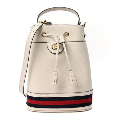 Gucci Glazed Textured Calfskin Web Small Ophidia Bucket Bag Mystic White 1 of 10