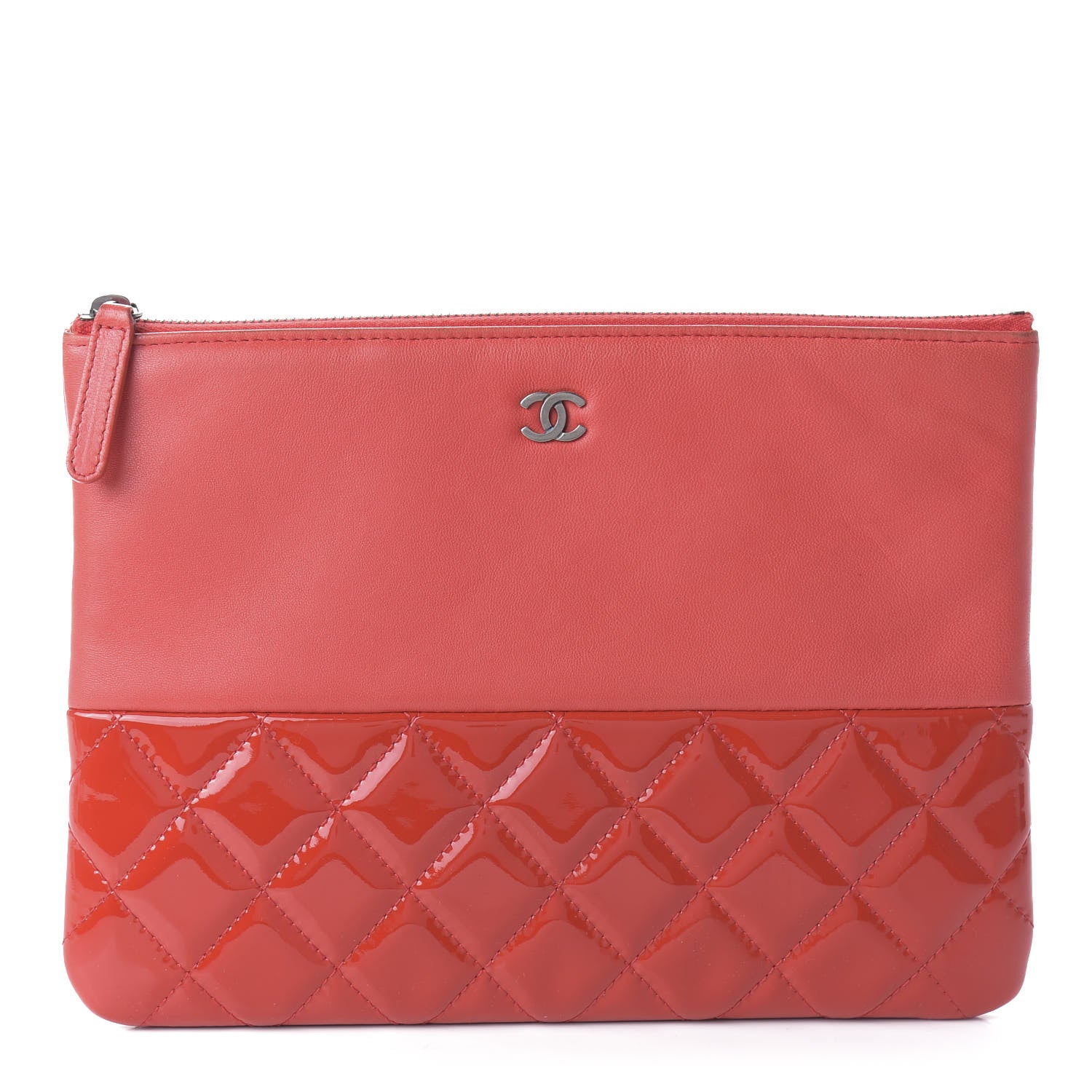 Chanel Calfskin Patent Quilted Medium Cosmetic Case Red 1 of 11