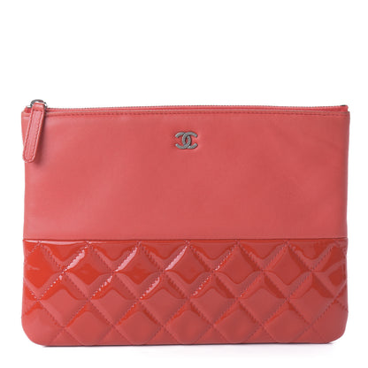 Chanel Calfskin Patent Quilted Medium Cosmetic Case Red 1 of 11