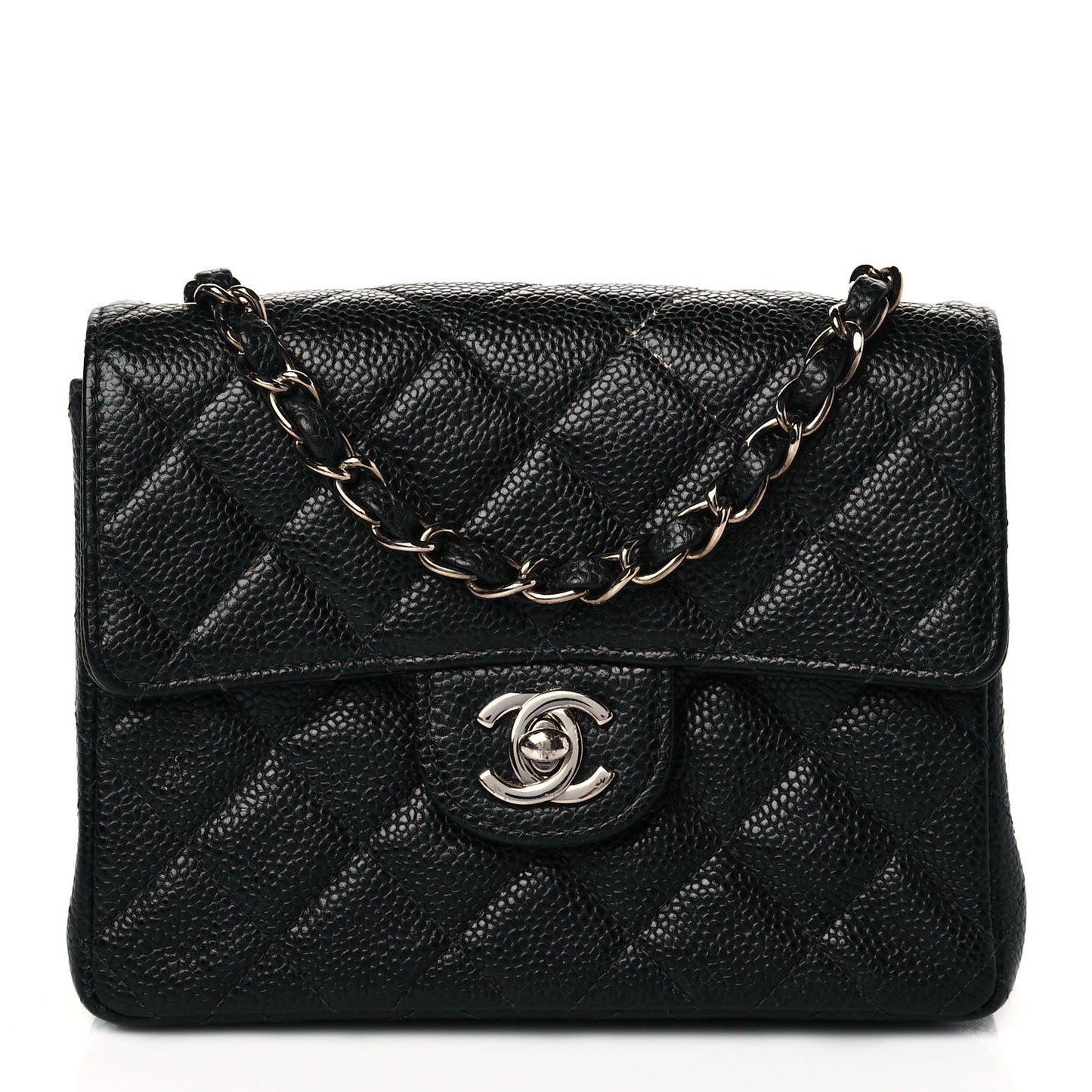 Caviar Quilted Mini Square Flap Black