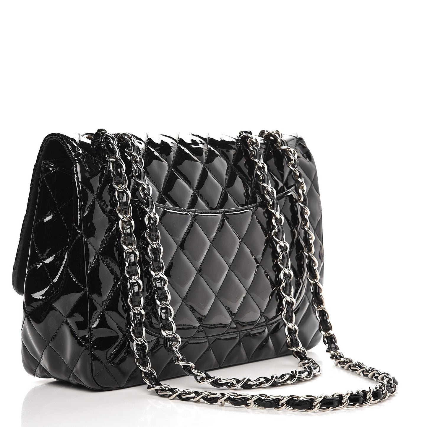 Patent Quilted Jumbo Single Flap Black