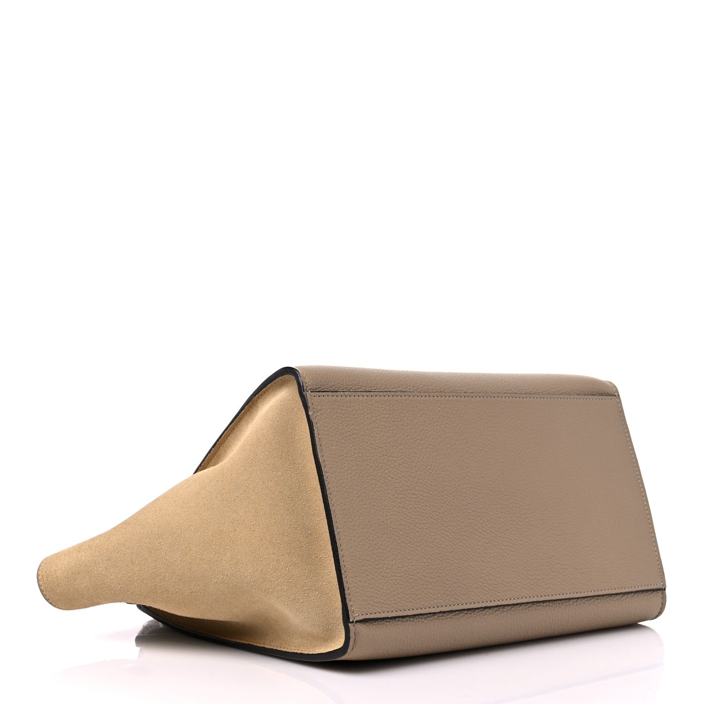 Drummed Calfskin Suede Small Trapeze Dune
