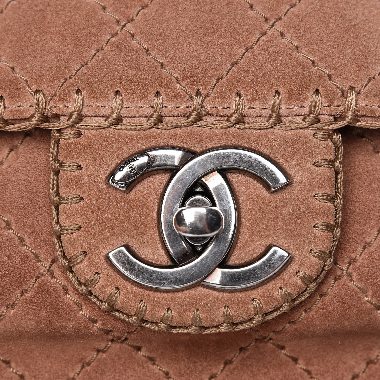 Chanel Suede Calfskin Stitch Flap Light Brown 25 of 25
