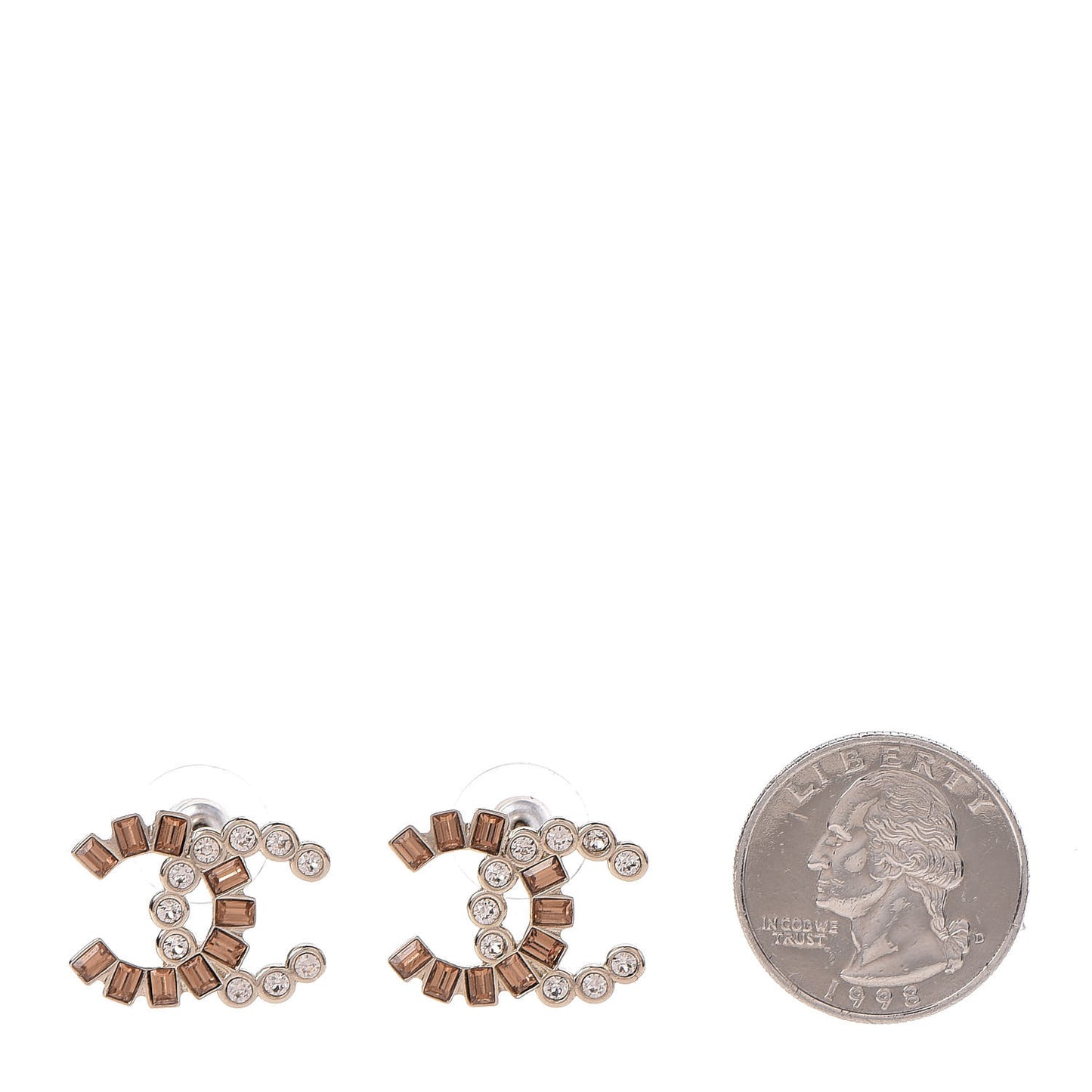 Crystal Baguette CC Earrings Gold