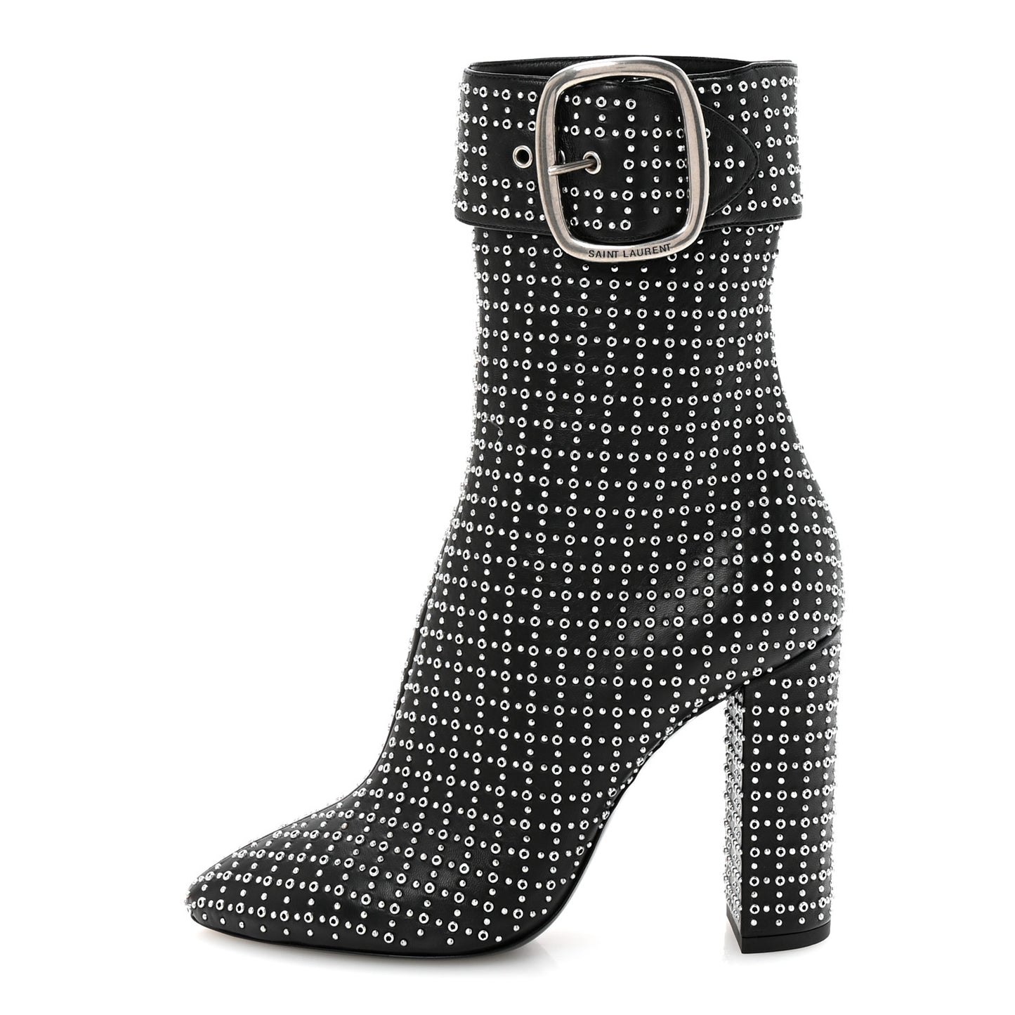 Nappa Studded Joplin Buckle Booties 38 Black