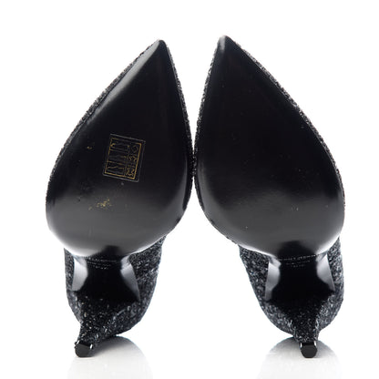 Saint Laurent Glitter Era Pumps 39.5 Black Silver 6 of 11