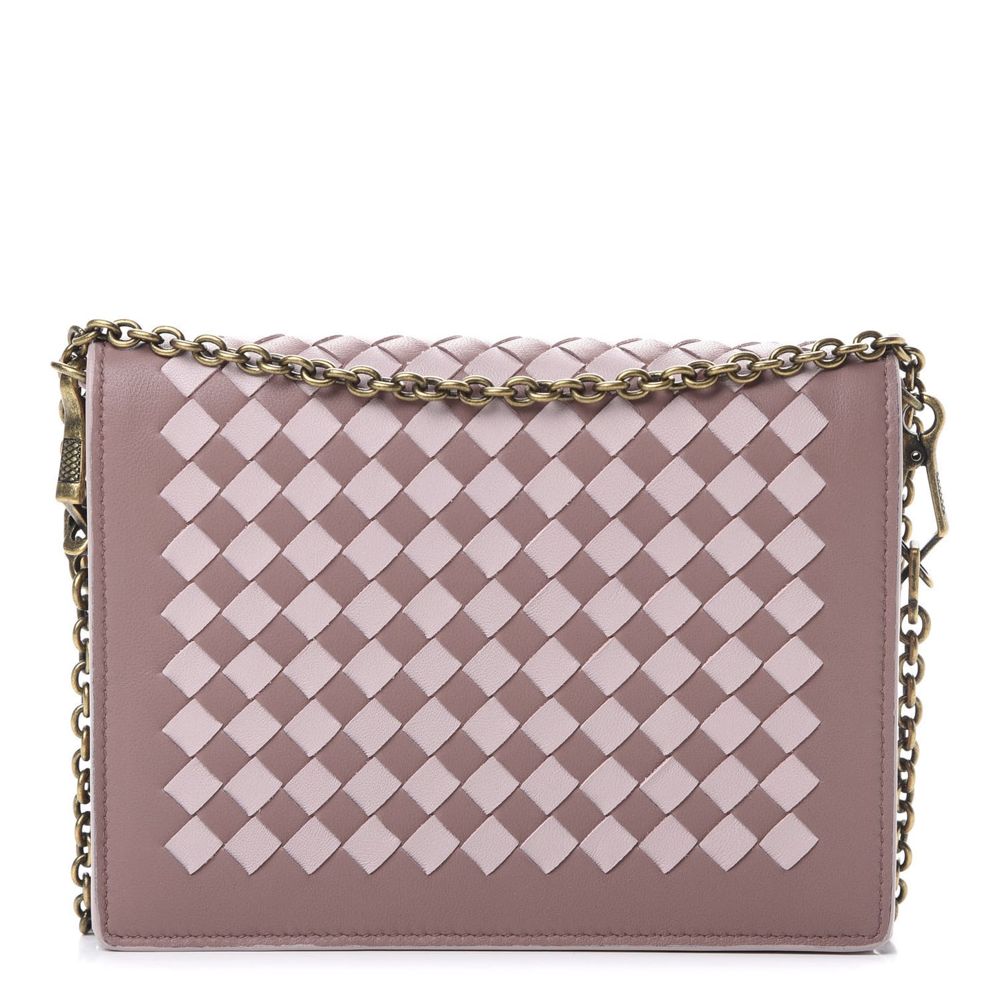 Nappa Intrecciato Checker Chain Wallet Deco Rose Quartz