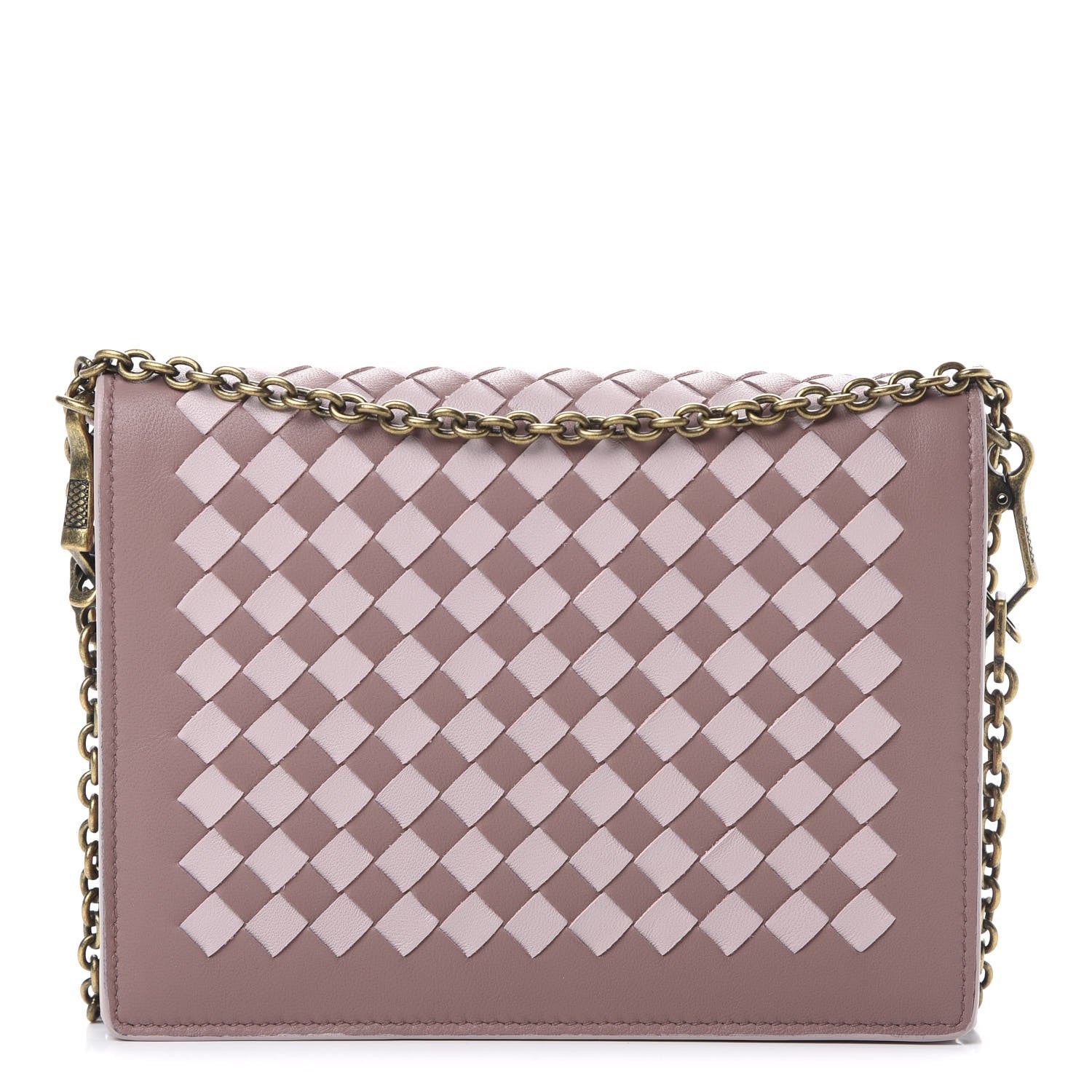Bottega Veneta Nappa Intrecciato Checker Chain Wallet Deco Rose Quartz 1 of 10
