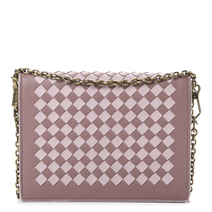 Bottega Veneta Nappa Intrecciato Checker Chain Wallet Deco Rose Quartz 1 of 10
