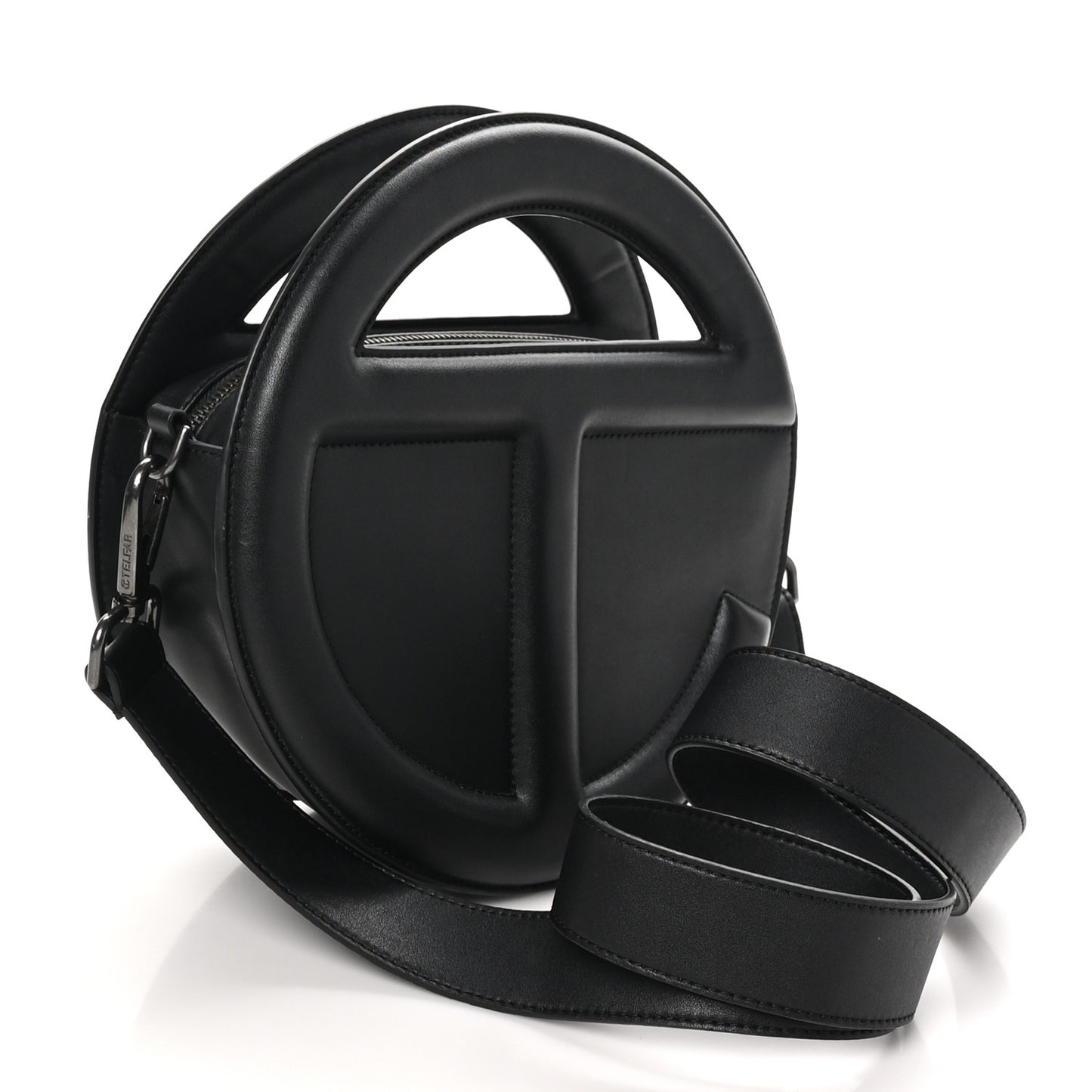 Vegan Leather Round Circle Bag Black