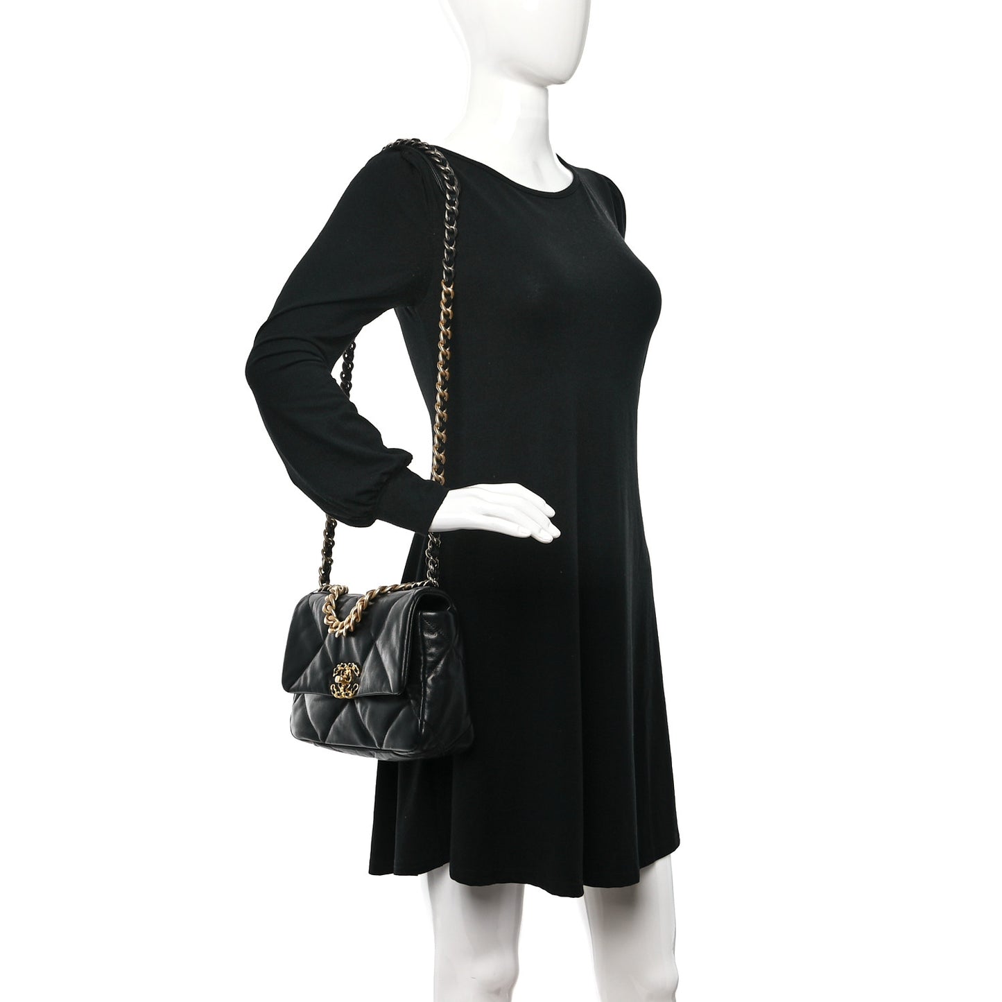 Goatskin Quilted Medium Chanel 19 Flap Black
