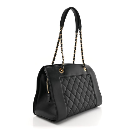 Chanel Sheepskin Quilted Mademoiselle Vintage Shopping Tote Black 3 of 17