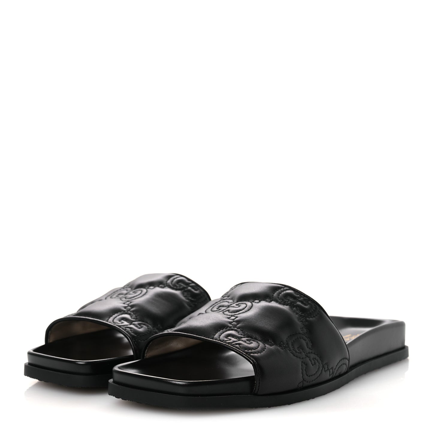 Nappa GG Matelasse Flat Slide Sandals 42 Black