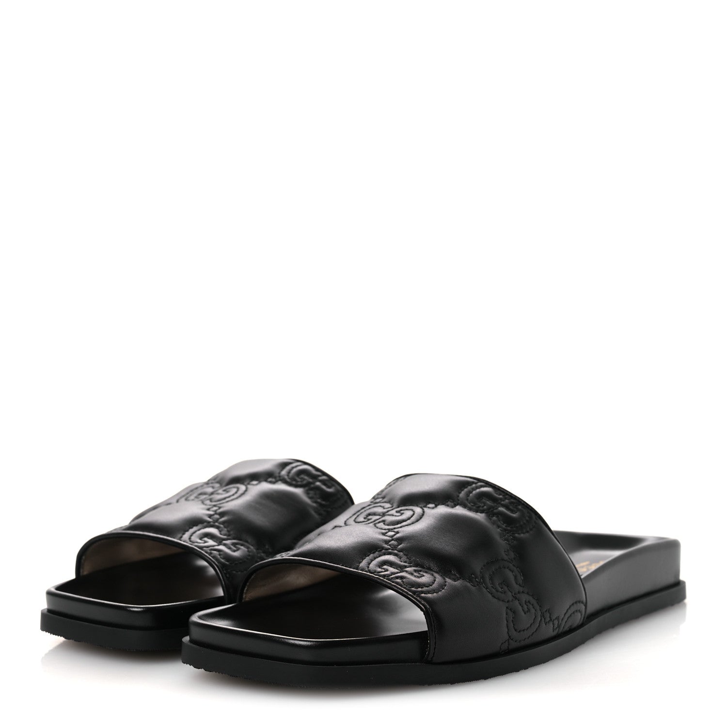 Gucci Nappa GG Matelasse Flat Slide Sandals 42 Black 4 of 11