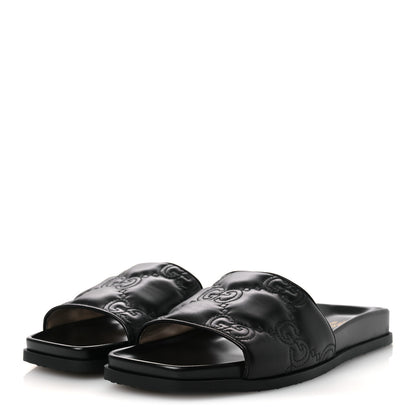 Gucci Nappa GG Matelasse Flat Slide Sandals 42 Black 4 of 11