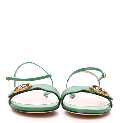 Gucci Lifford Calfskin GG Marmont Ankle Wrap Flat Sandals 39 New Shamarock 2 of 7