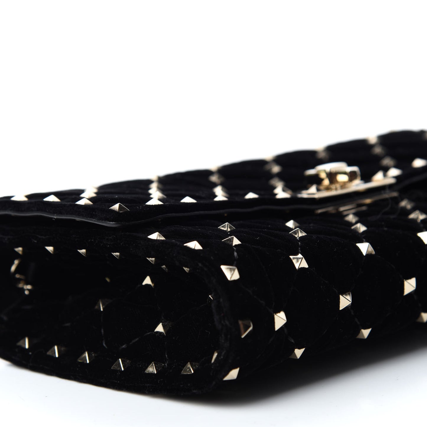 Velvet Rockstud Spike Wallet on Chain Black
