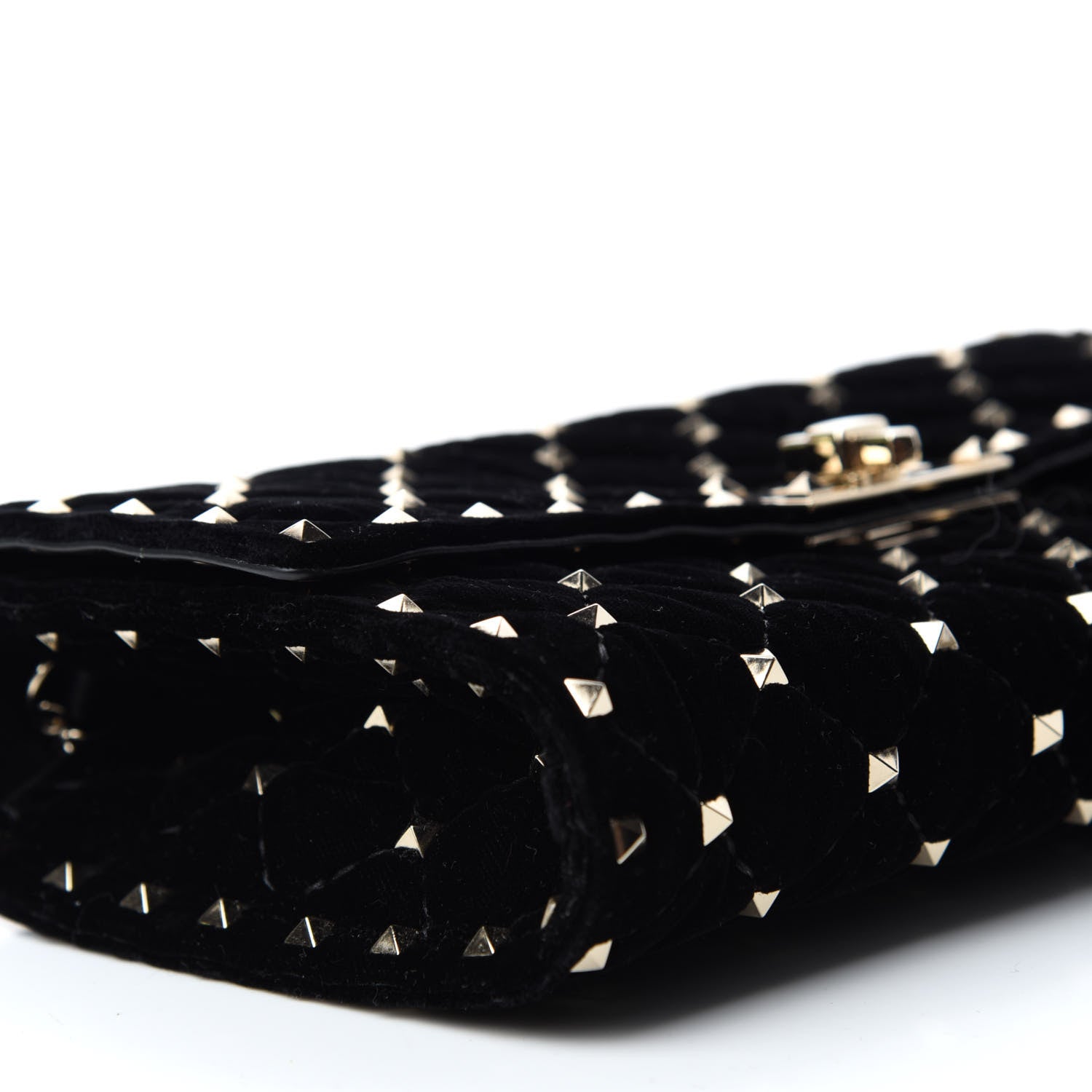 Valentino Garavani Velvet Rockstud Spike Wallet on Chain Black 6 of 10