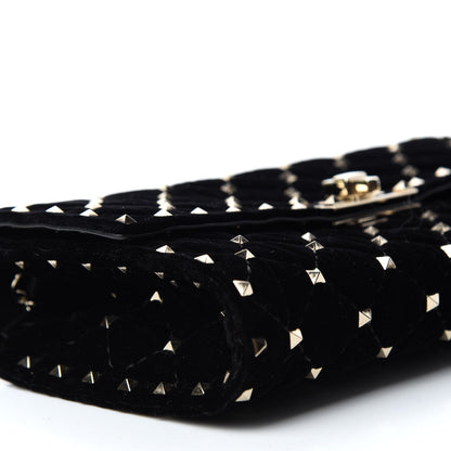 Valentino Garavani Velvet Rockstud Spike Wallet on Chain Black 6 of 10