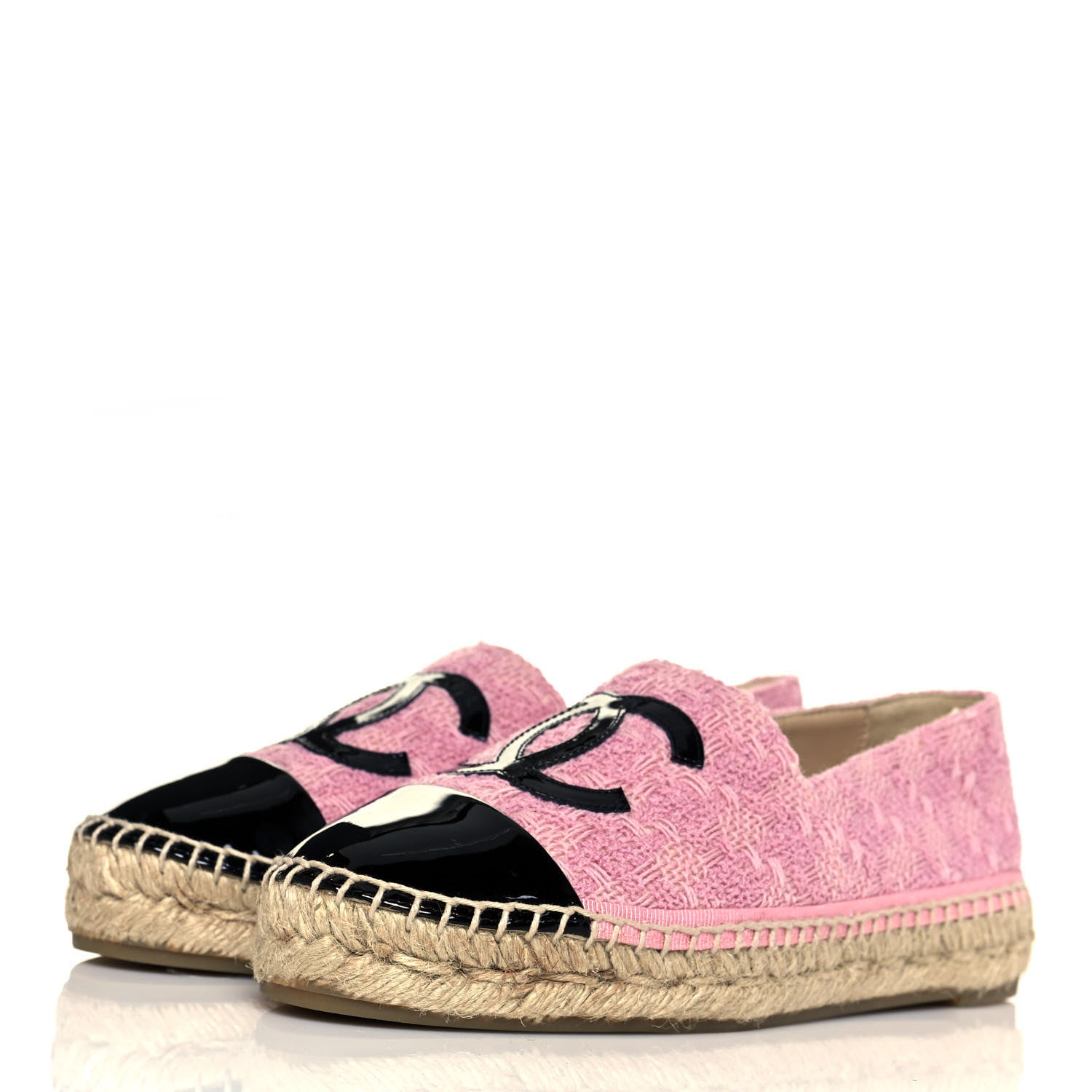 Chanel Linen CC Espadrilles 36 Pink Black 3 of 9
