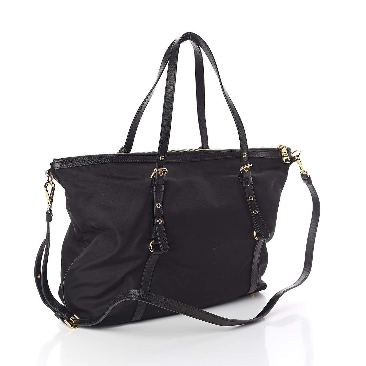 Tessuto Nylon Saffiano Tote Black